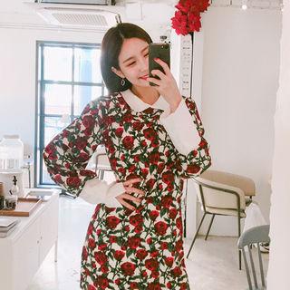 Color-block Floral Print Dress