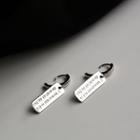 Silver Lettering Tag Dangle Earring 1 Piece - Earring - Cube - Lettering - One Size