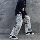 Tie-dyed Side-pocket Straight-cut Cargo Pants