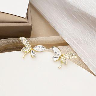 Butterfly Rhinestone Faux Crystal Earring E3623 - 1 Pair - Gold - One Size