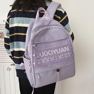 Lettering Mesh Panel Drawstring Backpack
