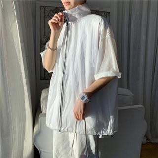 Short-sleeve Stand-collar Zip-up Jacket