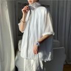 Short-sleeve Stand-collar Zip-up Jacket