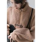 Letter Embroidered Half-zip Fleece Pullover