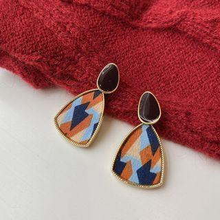 Triangle Alloy Dangle Earring 34446 - 1 Pair - Black & Blue & Khaki - One Size