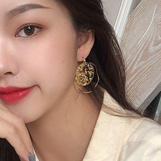 Gold Leaf Alloy Hoop Dangle Earring