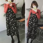 Floral Printed Chiffon Dress Black - One Size