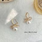 Knot Faux Pearl Rhinestone Alloy Dangle Earring Gm1271 - 1 Pair - Gold - One Size