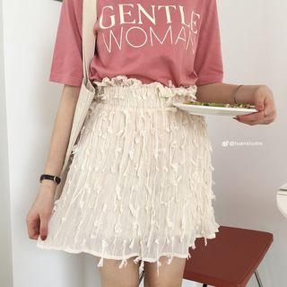 Lace Panel Chiffon Mini Skirt