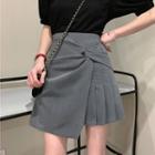 Plain Twist Irregular Skirt