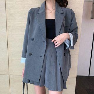 Double Breasted Blazer / Mini Pleated Skirt
