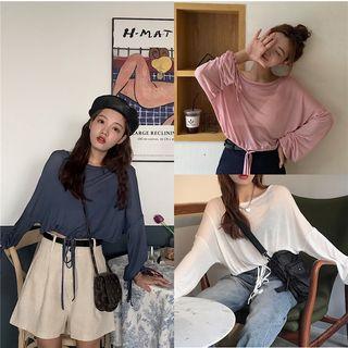Drawstring Long-sleeve Light T-shirt