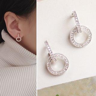 Rhinestone Hoop Drop Earring / Clip-on Earring