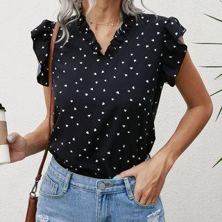 Sleeveless Heart Print Blouse