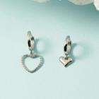 Heart Asymmetrical Alloy Dangle Earring 1 Pair - Asymmetry Love Heart Dangle Earring - Silver - One Size