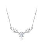 925 Sterling Silver Fashion Elk Necklace With White Austrian Element Crystal Silver - One Size