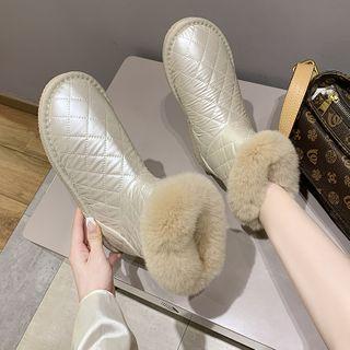 Furry Patterned Short Boots