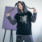 Rabbit Ear Paneled Hoodie / Label Applique Straight-cut Pants