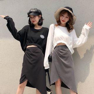 Set: Crop Pullover + Midi A-line Skirt