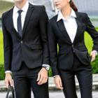 Couple Matching Set: Plain Single-button Blazer + Dress Pants