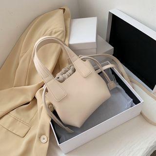 Set: Faux Leather Crossbody Bag + Drawstring Bucket Bag