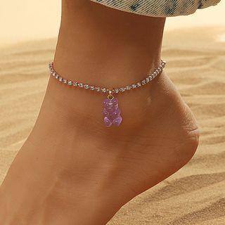Rhinestone Bear Charm Necklace