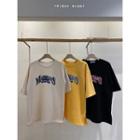 Elbow-sleeve Letter-illustrated T-shirt