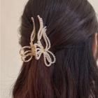 Bow Faux Pearl Hair Clamp White & Gold - One Size