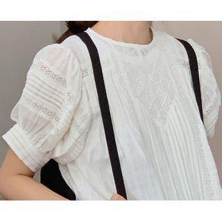 Pintuck Lace-trim Cropped Blouse One Size