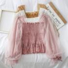 Lace-trim Smocked Top