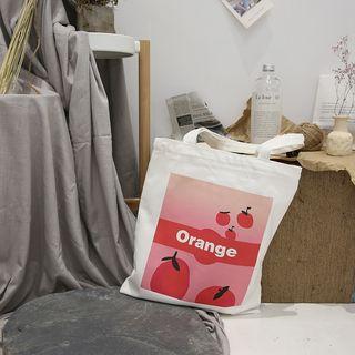 Orange Print Canvas Tote Bag As Shown In Figure - One Size