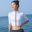 Short-sleeve Cropped Zip-up Sports Jacket