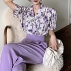 Short-sleeve Floral Print Shirt / Pants