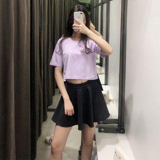 Set: Plain Short-sleeve T-shirt + Mini A-line Skirt