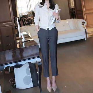 Tie Neck Blouse + Dress Pants