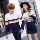 Couple Matching Striped Trim Sweater / Long-sleeve Knit Dress
