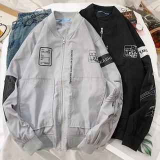 Couple Matching Zip Print Bomber Jacket