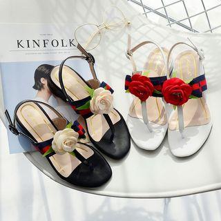 Flower Accent Slingback Sandals