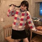 Checker Cardigan As Shown In Figure - One Size