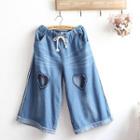 Heart Cut Out Drawstring Wide Leg Jeans
