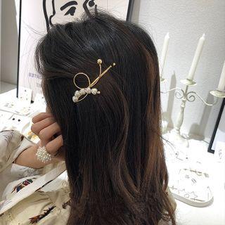 Faux Pearl Alloy Hair Clip White Faux Pearl - Gold - One Size