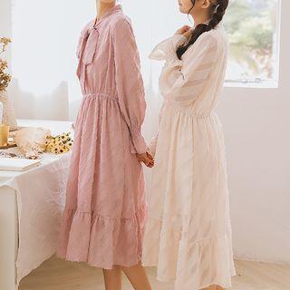 Bell-sleeve Midi A-line Chiffon Dress