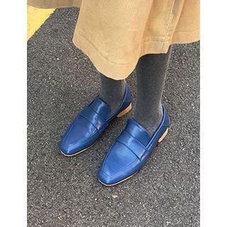 Wooden-heel Colored Loafers
