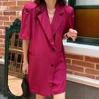 Short-sleeve Plain Single-breasted Blazer Dress