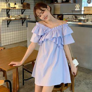 Off-shoulder Ruffled A-line Dress As Shown In Figure - One Size