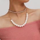 Faux Pearl Rhinestone Layered Choker Necklace 2976 - Gold - One Size