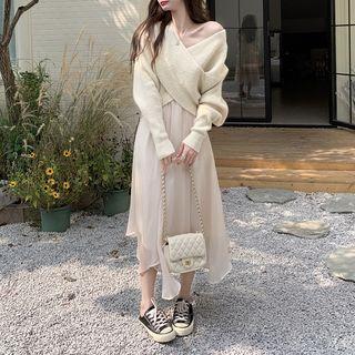 Crisscross Sweater / Midi A-line Skirt