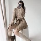 Open-front Dolman-sleeve Long Knit Top With Belt