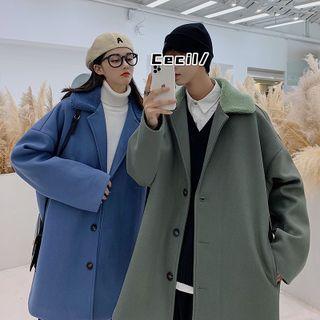 Fleece Trim Single-breasted Coat