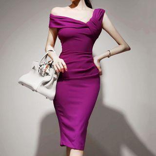 Asymmetrical Knotted Sheath Dress